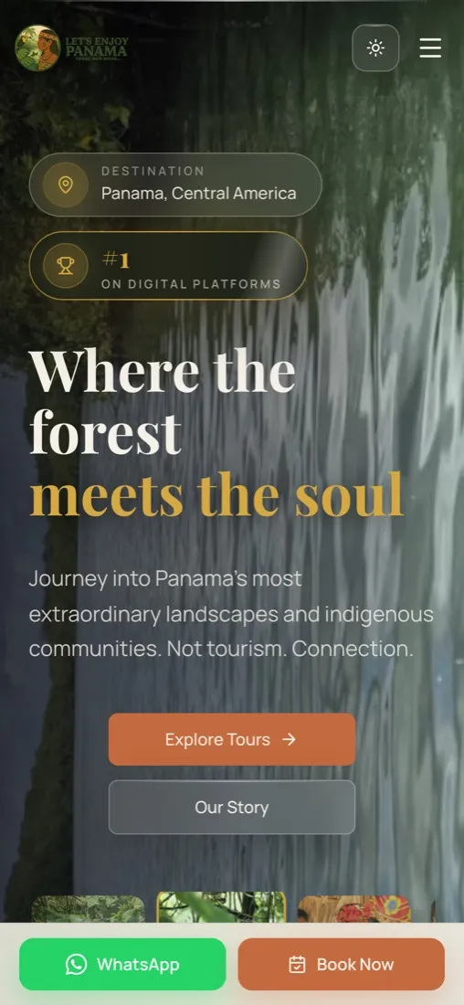 El mismo sitio de Let's Enjoy Panama visto en un teléfono