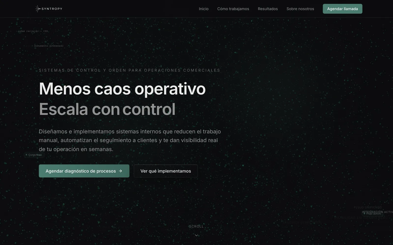Sitio web de Syntropy, automatización · sistemas operativos para negocios, en Panamá